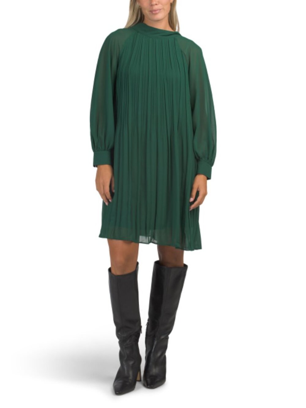 LONDON TIMES Tie Back Pleated Mini Dress